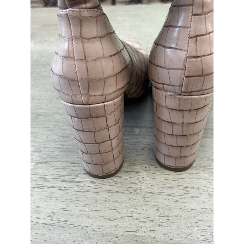 Scoop Nude Pink Croc Embossed Knee High Block Heel Boots WMSP40AM012 Womens 9 - Picture 10 of 13
